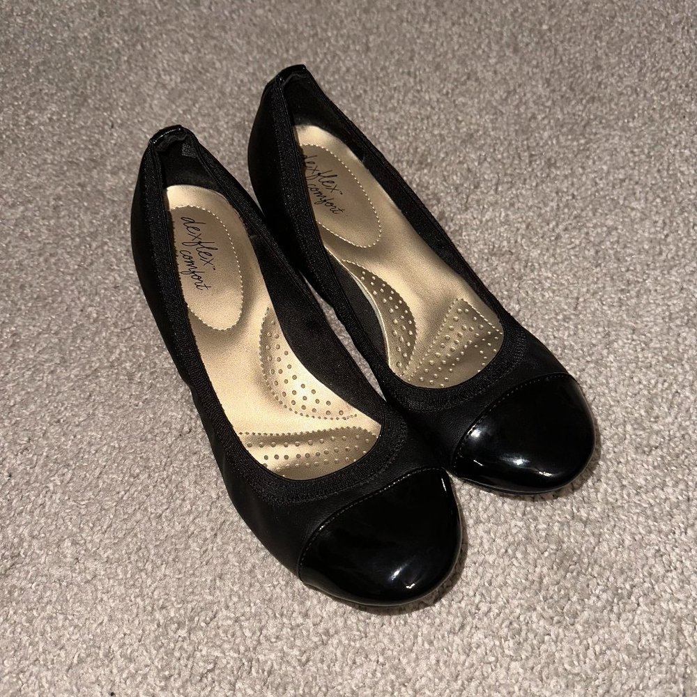 Dexflex Comfort Black Wedges Heels Flats Size 7 Wide